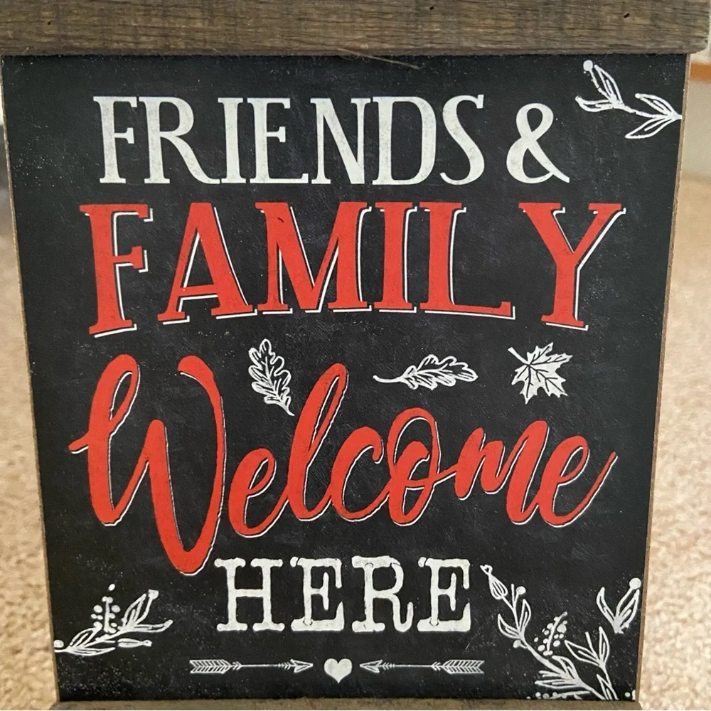 Friends & Family Welcome Here Wooden Easel Decor Sign - Picture 2 of 7